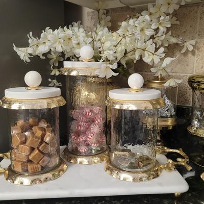 Gold Ruffled Canisters (set of 3) - Peak Home Decor